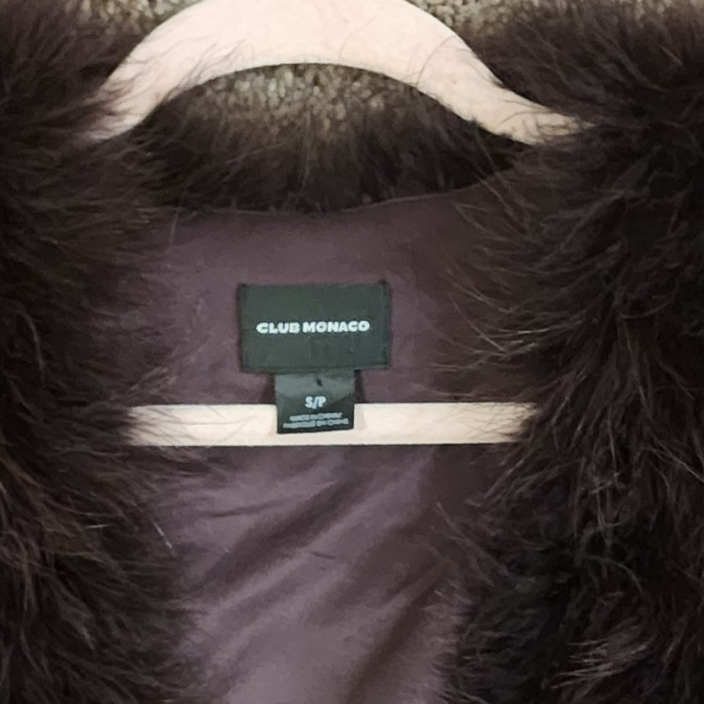 Club monaco marabou brown real feather vest women's - Picture 3 of 4